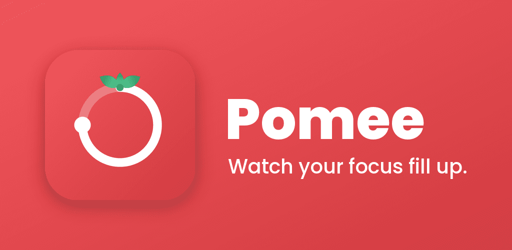 Pomee feature graphic showing the water-filled focus timer